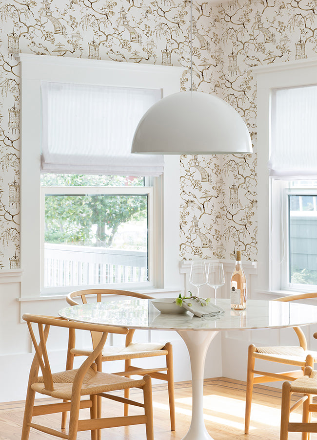 Serena Coffee Chinoiserie Wallpaper