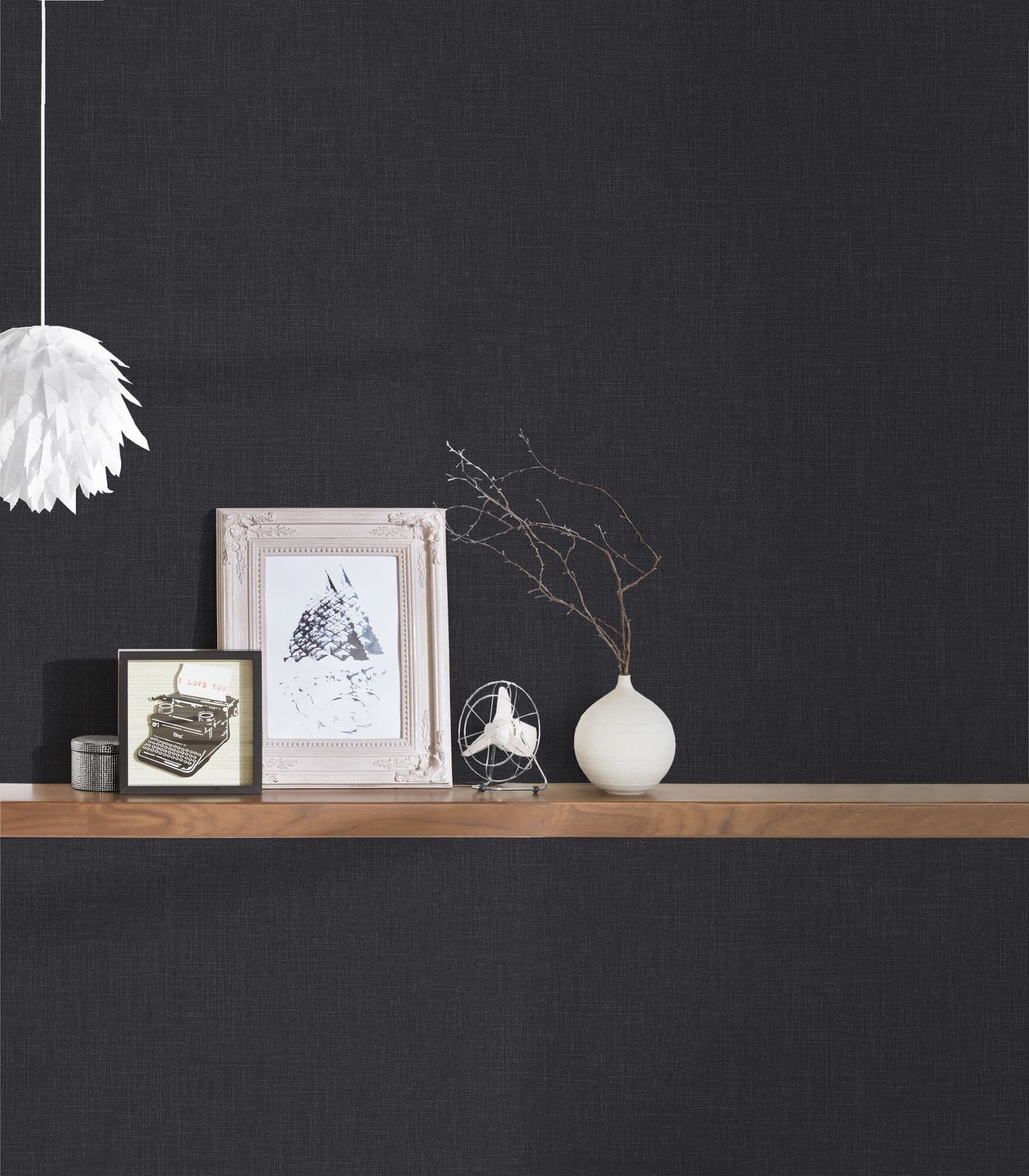 Matte Charcoal Faux Linen