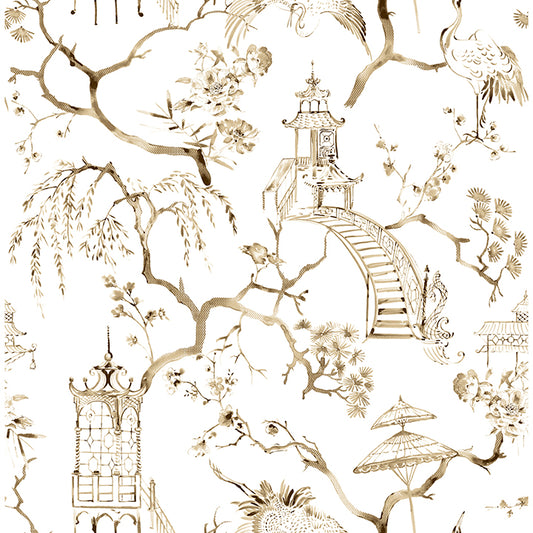 Serena Coffee Chinoiserie Wallpaper